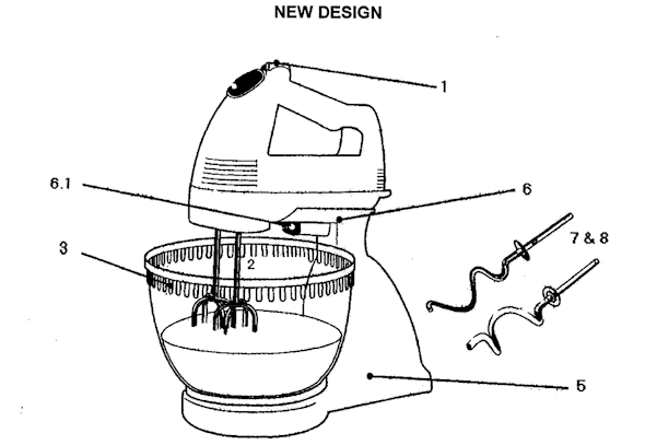 Sunbeam 2382N Hand Mixer Page A Diagram