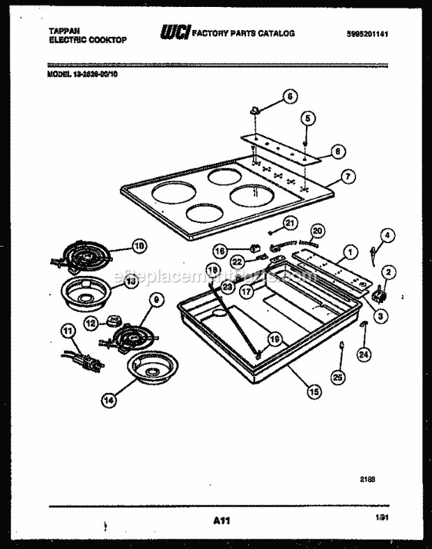 Tappan 13-2626-08-10 Electric Electric Cooktop - 5995201141 Electric Smooth Top Diagram