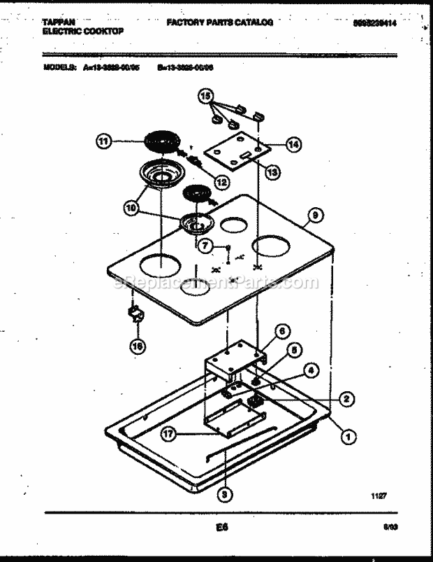 Tappan 13-3628-08-05 Electric Electric Cooktop - 5995239414 Electric Smooth Top Diagram