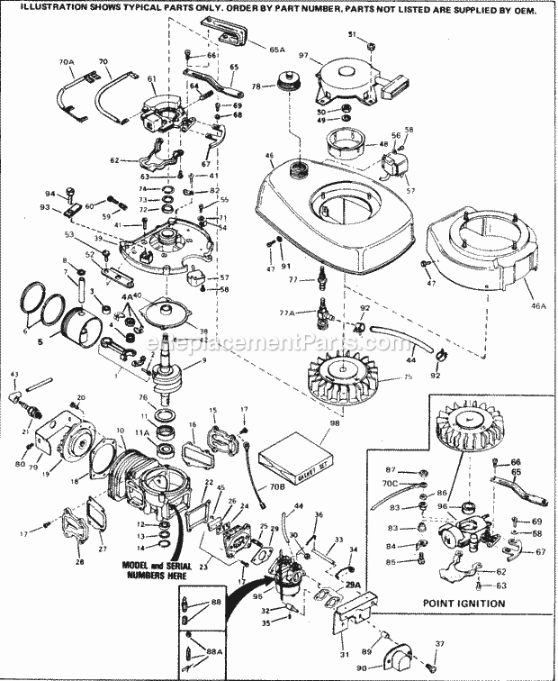 Tecumseh AV817-640-02 2 Cycle Vertical Engine Engine Parts List Diagram