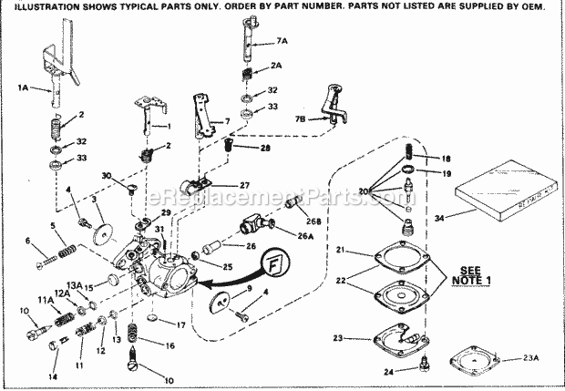 Tecumseh CA-631654A Carburetor Part Carburetor Diagram