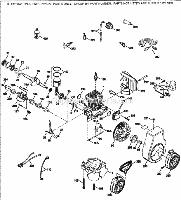 Tecumseh HSK850-8301B 2 Cycle Horizontal Engine Engine Parts List Diagram
