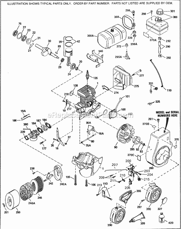 Tecumseh HXL840-8601A 4 Cycle Horizontal Engine Engine Parts List Diagram