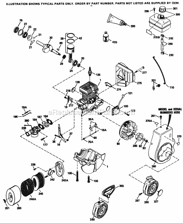 Tecumseh HXL840-8601 4 Cycle Horizontal Engine Engine Parts List Diagram