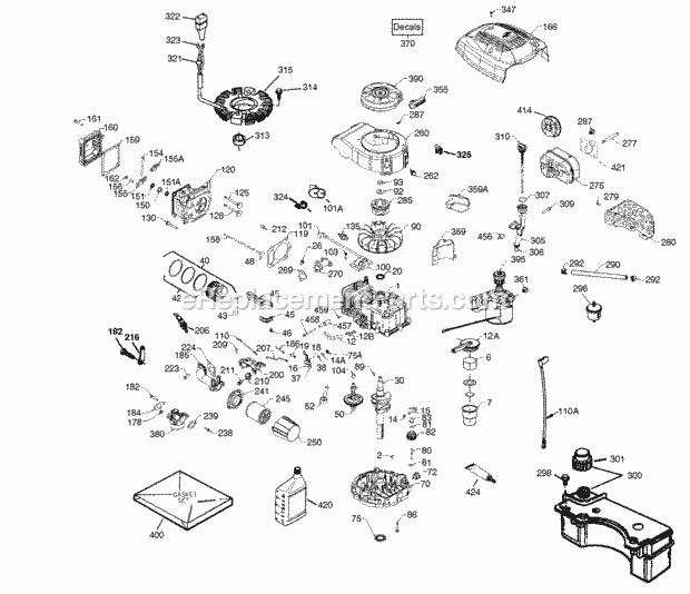 Tecumseh OV195EA-23001B 4 Cycle Vertical Engine Engine Parts List Diagram