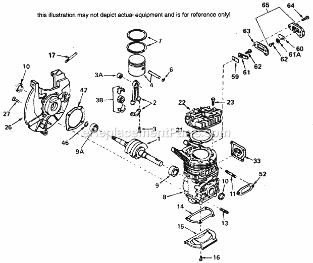 Tecumseh SBH-710415 2 Cycle Short Block Engine Engine Parts List Diagram