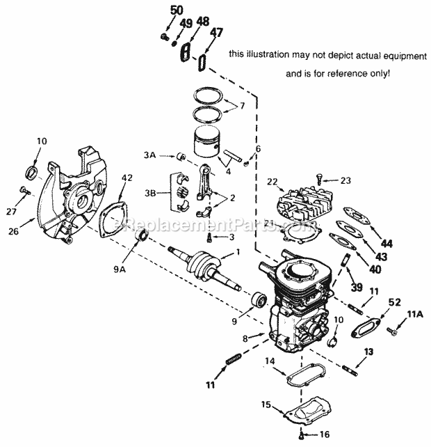 Tecumseh SBH-710427 2 Cycle Short Block Engine Engine Parts List Diagram