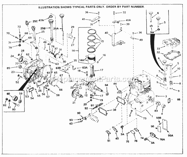 Tecumseh SBH-SBH-143A 4 Cycle Short Block Engine Engine Parts List Diagram