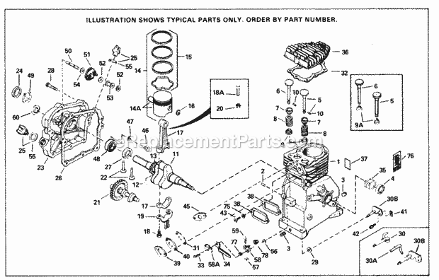 Tecumseh SBH-SBH-158 4 Cycle Short Block Engine Engine Parts List Diagram