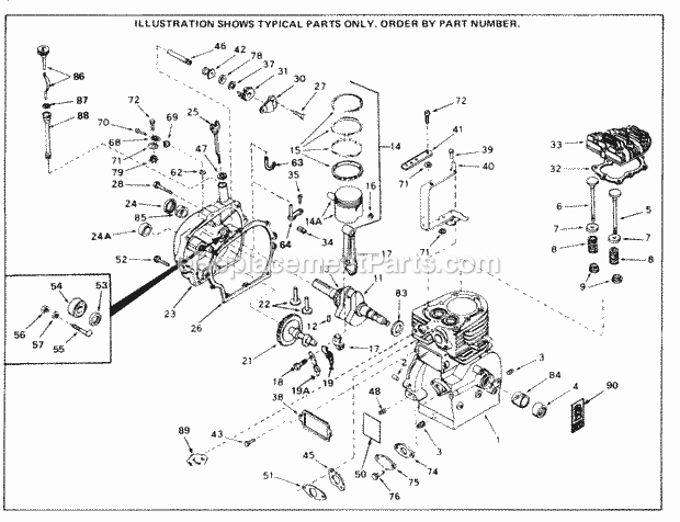 Tecumseh SBH-SBH-196A 4 Cycle Short Block Engine Engine Parts List Diagram