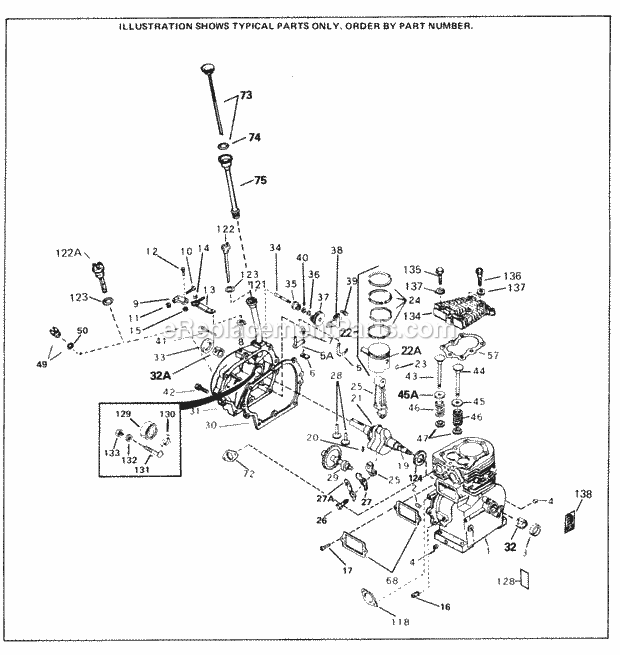 Tecumseh SBH-SBH-264A 4 Cycle Short Block Engine Engine Parts List Diagram