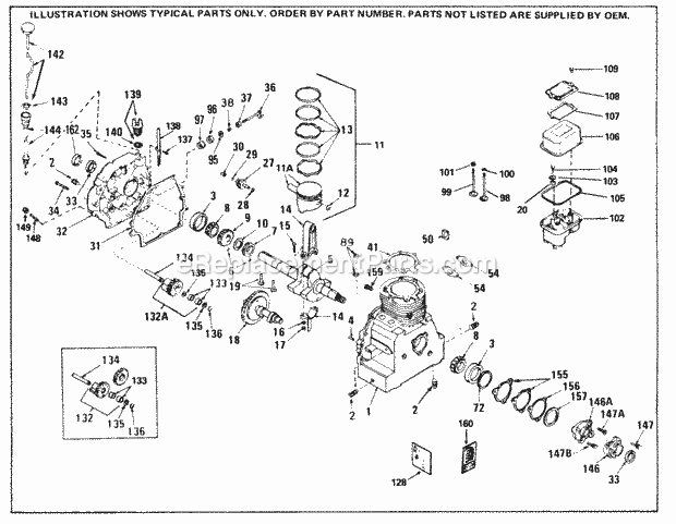 Tecumseh SBH-SBH-265A 4 Cycle Short Block Engine Engine Parts List Diagram