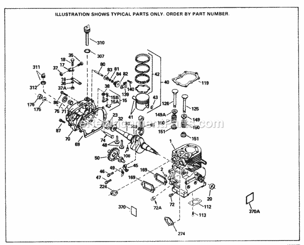 Tecumseh SBH-SBH-6221B 4 Cycle Short Block Engine Engine Parts List Diagram