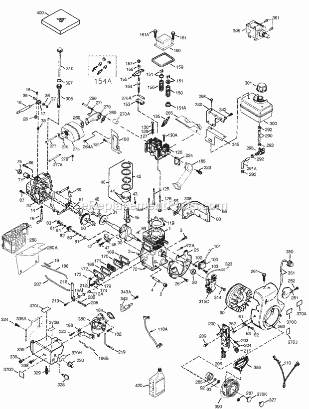 Tecumseh SBH-SBH-8217A 4 Cycle Short Block Engine Engine Parts List #1 Diagram
