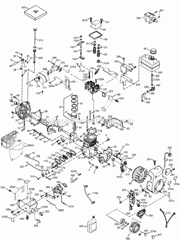 Tecumseh SBH-SBH-8217 4 Cycle Short Block Engine Engine Parts List #1 Diagram