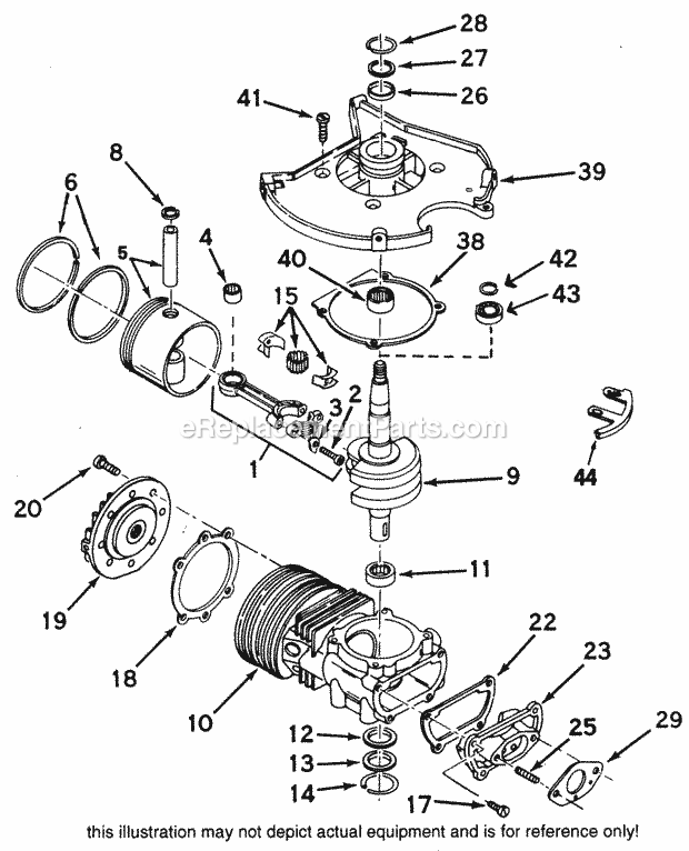 Tecumseh SBV-710351 2 Cycle Short Block Engine Engine Parts List Diagram