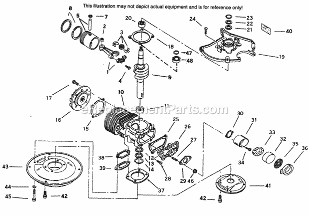 Tecumseh SBV-710363A 2 Cycle Short Block Engine Engine Parts List Diagram