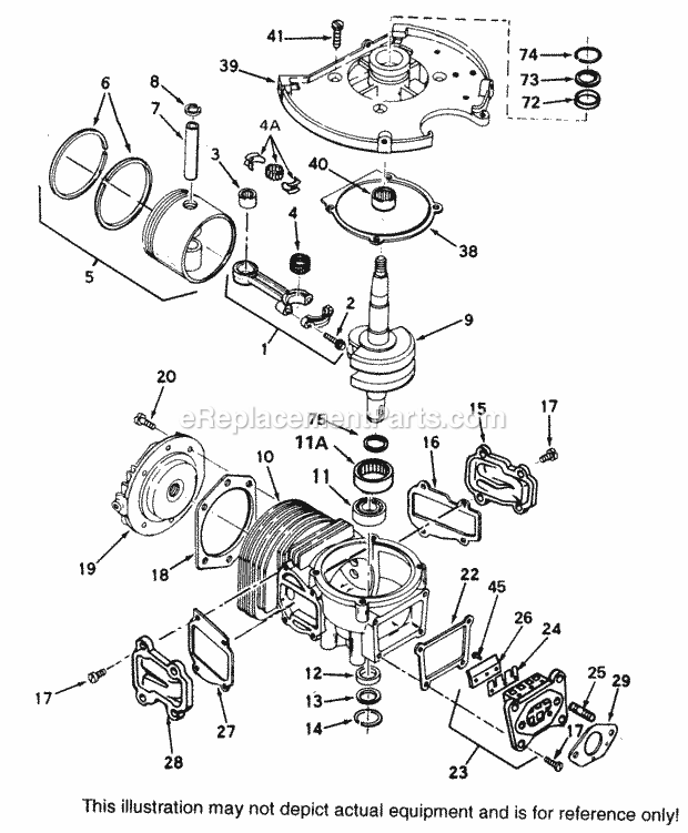 Tecumseh SBV-710379A 2 Cycle Short Block Engine Engine Parts List Diagram