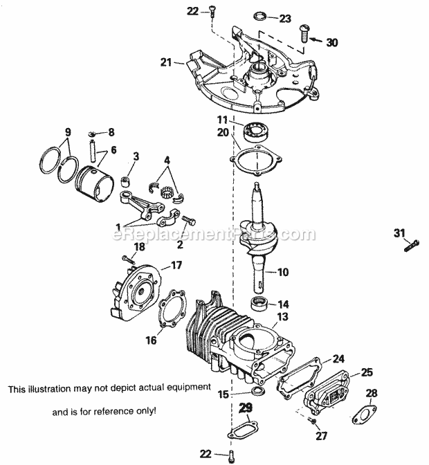 Tecumseh SBV-710423 2 Cycle Short Block Engine Engine Parts List Diagram
