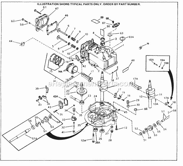 Tecumseh SBV-SBV-198A 4 Cycle Short Block Engine Engine Parts List Diagram