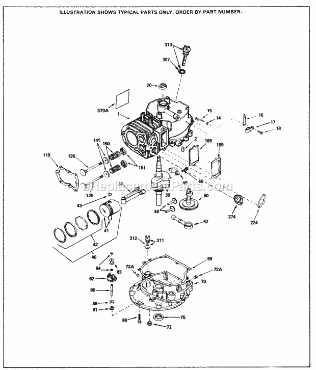 Tecumseh SBV-SBV-2187A 4 Cycle Short Block Engine Engine Parts List Diagram