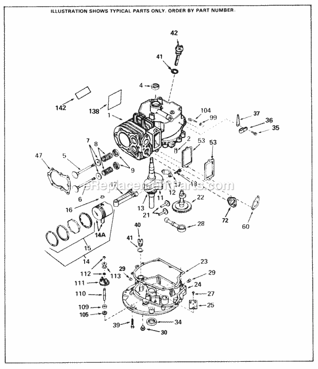 Tecumseh SBV-SBV-2279B 4 Cycle Short Block Engine Engine Parts List Diagram