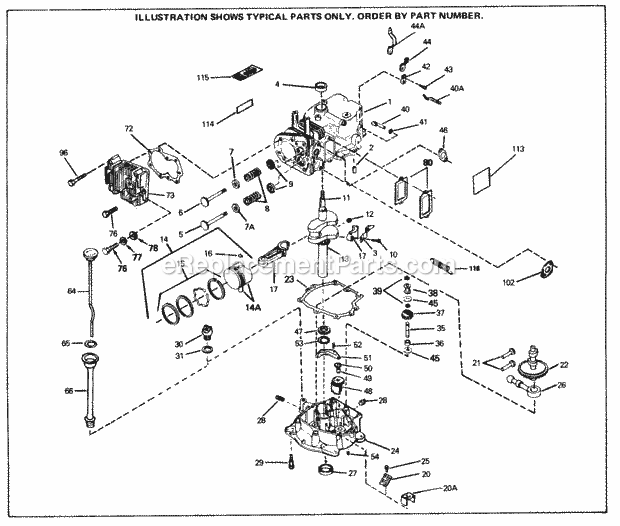 Tecumseh SBV-SBV-262A 4 Cycle Short Block Engine Engine Parts List Diagram