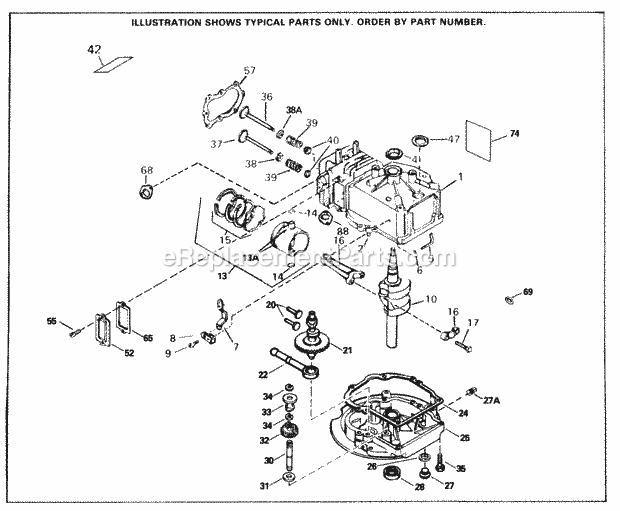 Tecumseh SBV-SBV-362A 4 Cycle Short Block Engine Engine Parts List Diagram