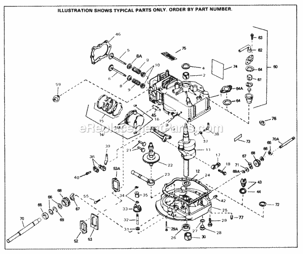 Tecumseh SBV-SBV-372A 4 Cycle Short Block Engine Engine Parts List Diagram