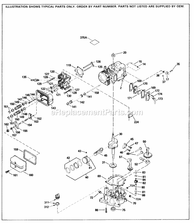 Tecumseh SBV-SBV-52290 4 Cycle Short Block Engine Engine Parts List Diagram
