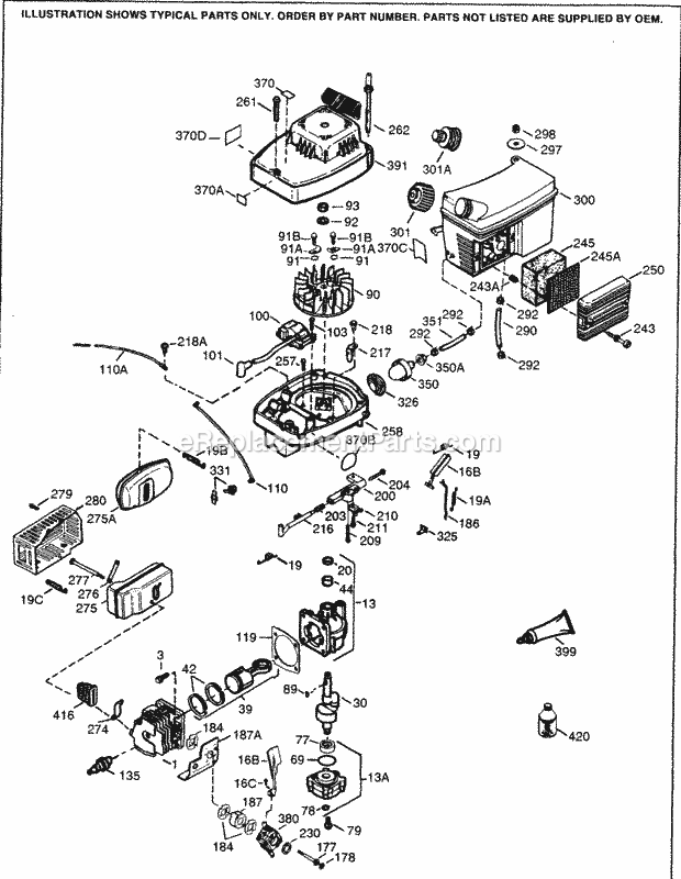 Tecumseh TC200-2101A 2 Cycle Vertical Engine Engine Parts List Diagram