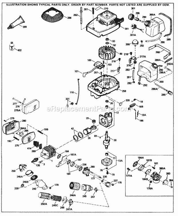Tecumseh TC300-3001 2 Cycle Vertical Engine Engine Parts List Diagram