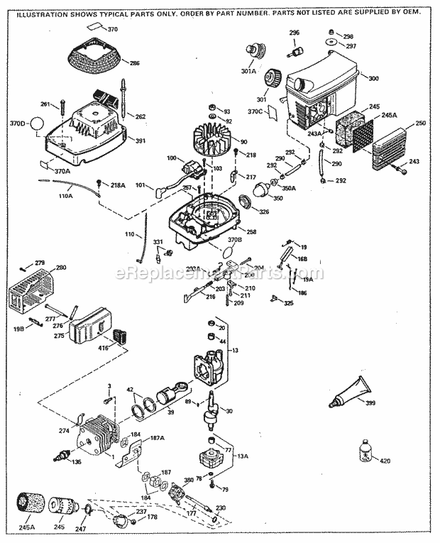 Tecumseh TC300-3101A 2 Cycle Vertical Engine Engine Parts List Diagram