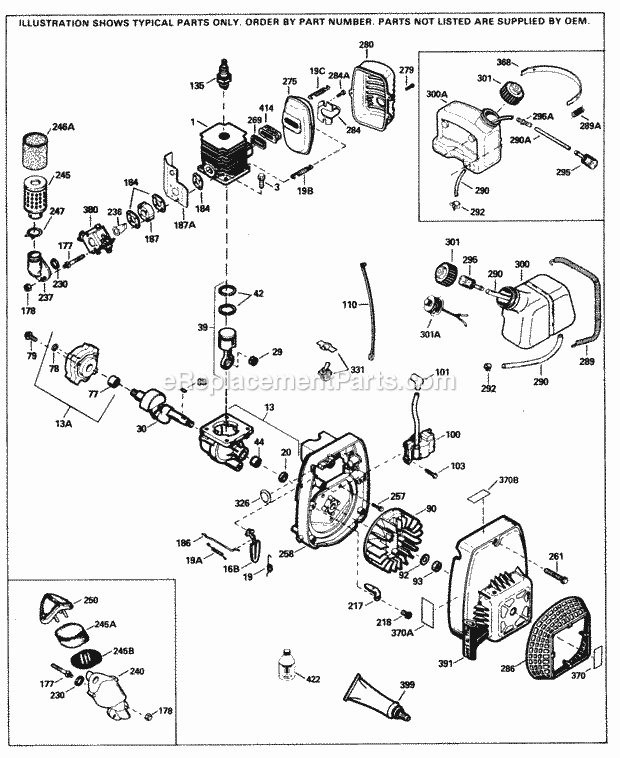Tecumseh TCH200-2301A 2 Cycle Horizontal Engine Engine Parts List Diagram