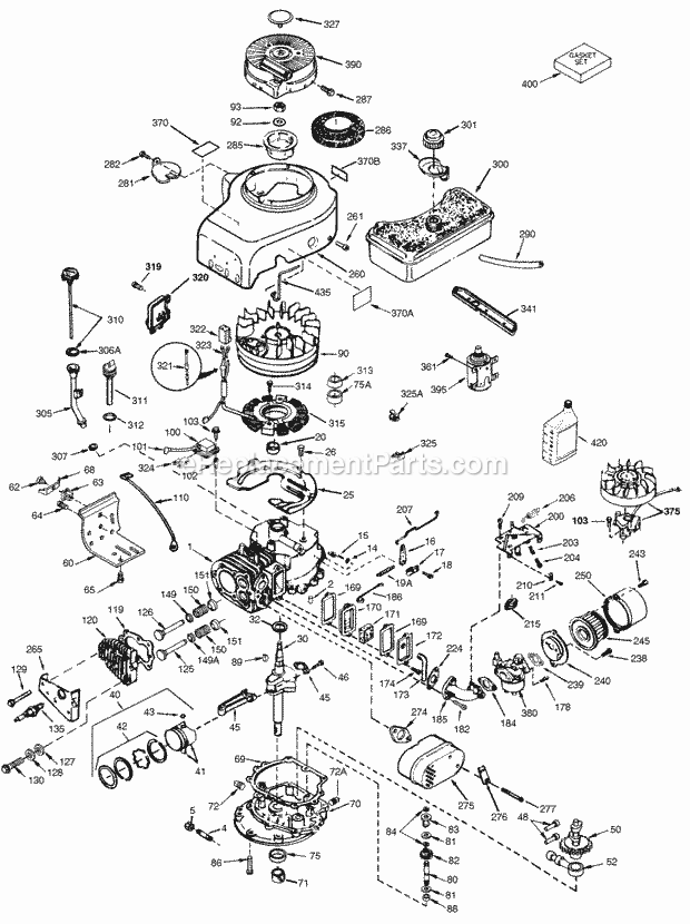 Tecumseh V70-125151F 4 Cycle Vertical Engine Engine Parts List Diagram