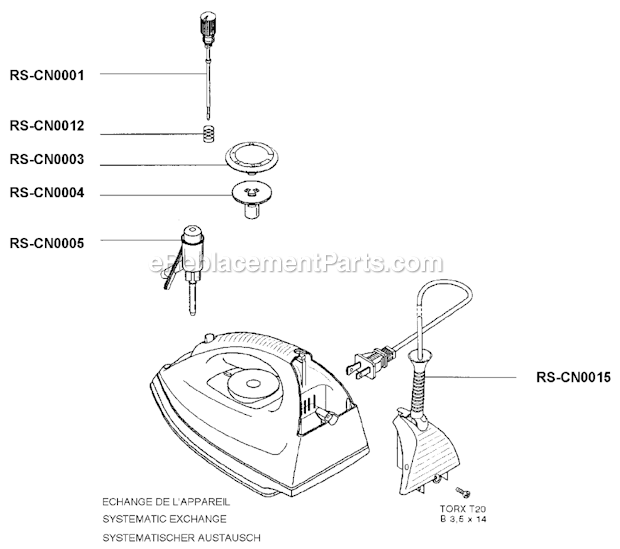 T-Fal 139727 Steam Iron Page A Diagram