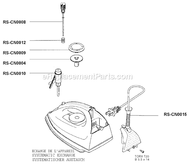 T-Fal 139927 Steam Iron Page A Diagram