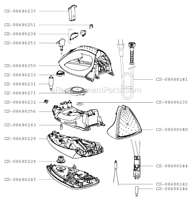T-Fal 157827 Ultra Glide Iron Page A Diagram