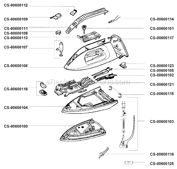 T-Fal 162627 Steam Iron Page A Diagram