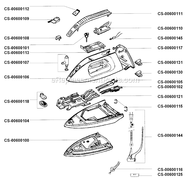 T-Fal 162727 Steam Iron Page A Diagram