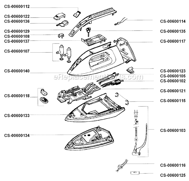 T-Fal 163627 Steam Iron Page A Diagram