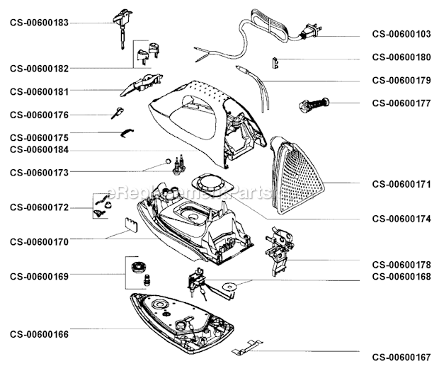 T-Fal 165137 Steam Iron Page A Diagram