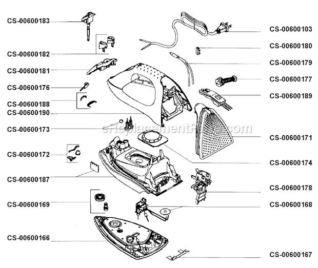 T-Fal 165627 Steam Iron Page A Diagram