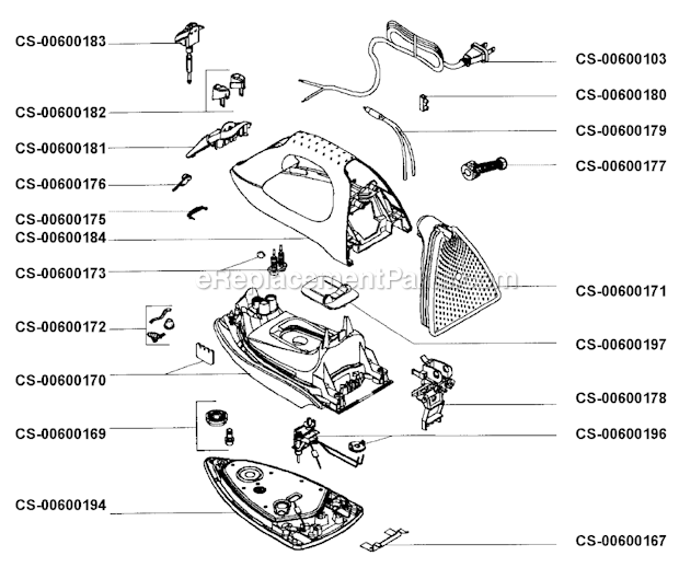 T-Fal 166127 Steam Iron Page A Diagram