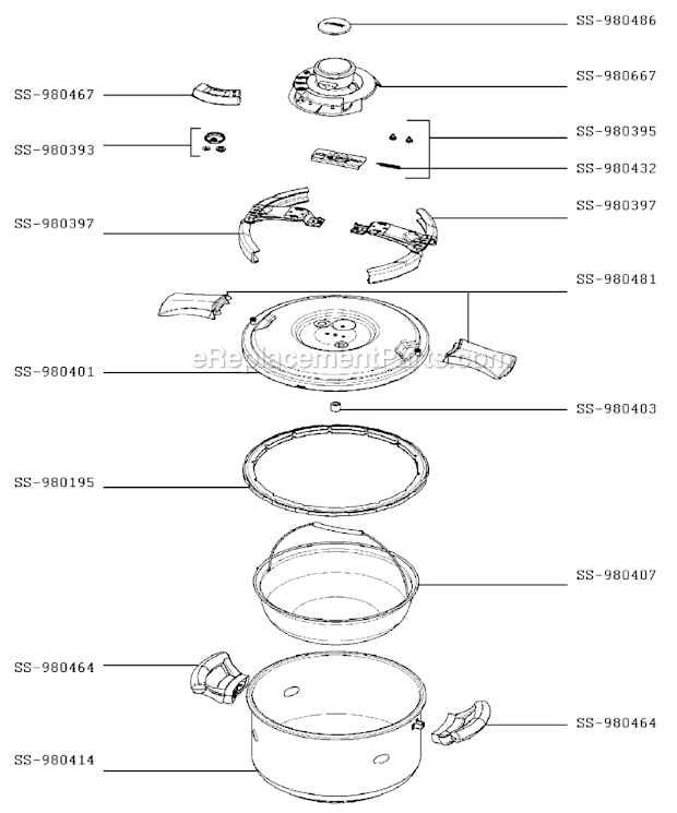 T-Fal 415232 (After 0805) Pressure Cooker Page A Diagram