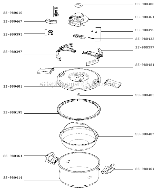 T-Fal 415232 (Before 0805) Pressure Cooker Page A Diagram