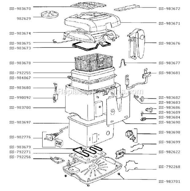 T-Fal 628741 (After 3704) MagiClean Deep Fryer Page A Diagram