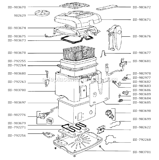 T-Fal 628940 (After 01/06/01) MagiClean Deep Fryer Page A Diagram