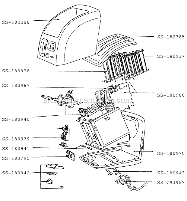 T-Fal 874340A Avanti Toaster Page A Diagram