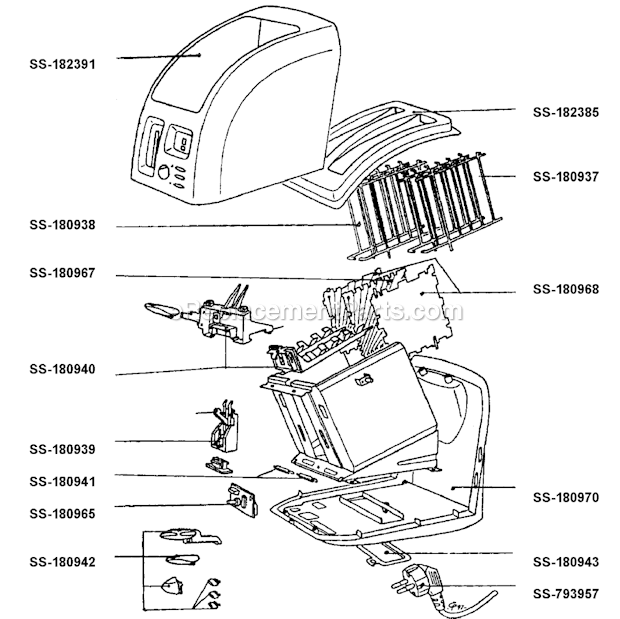 T-Fal 874440A Avanti Deluxe Toaster Page A Diagram